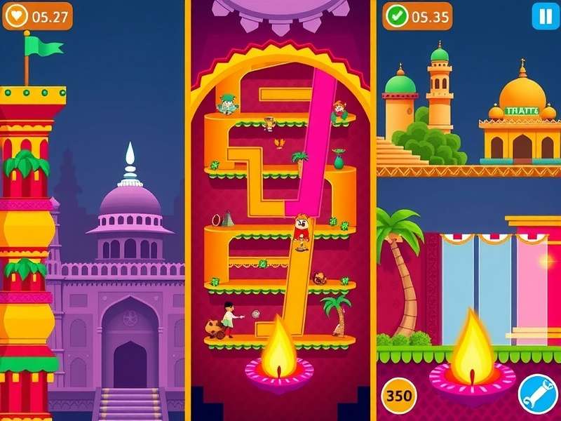 Kulfi Kicker level progression showing different Indian locations